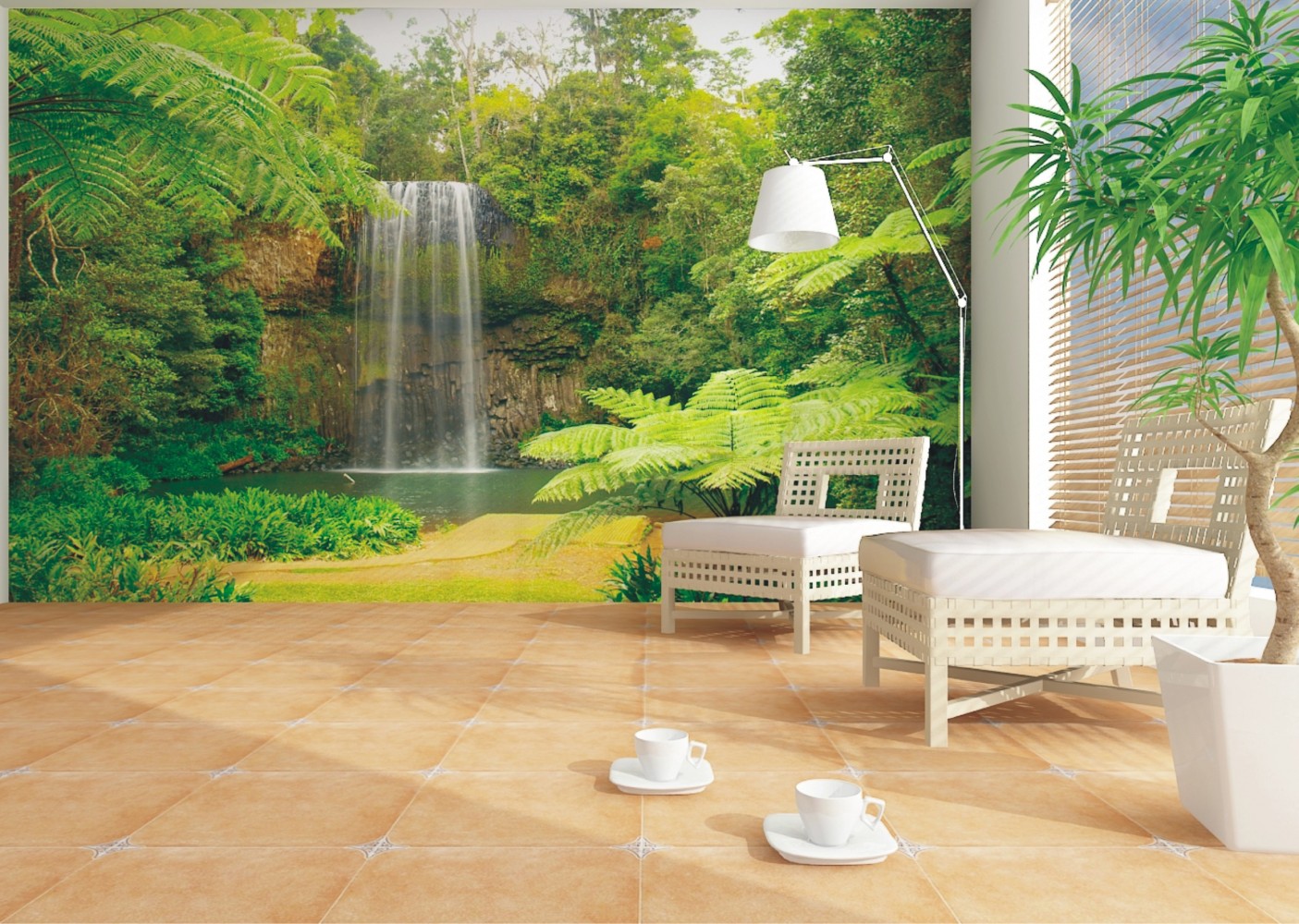 Wall mural wallpaper nature jungle downfall plant photo 360 cm x 270 cm \/ 3.94 yd x 2.95 yd