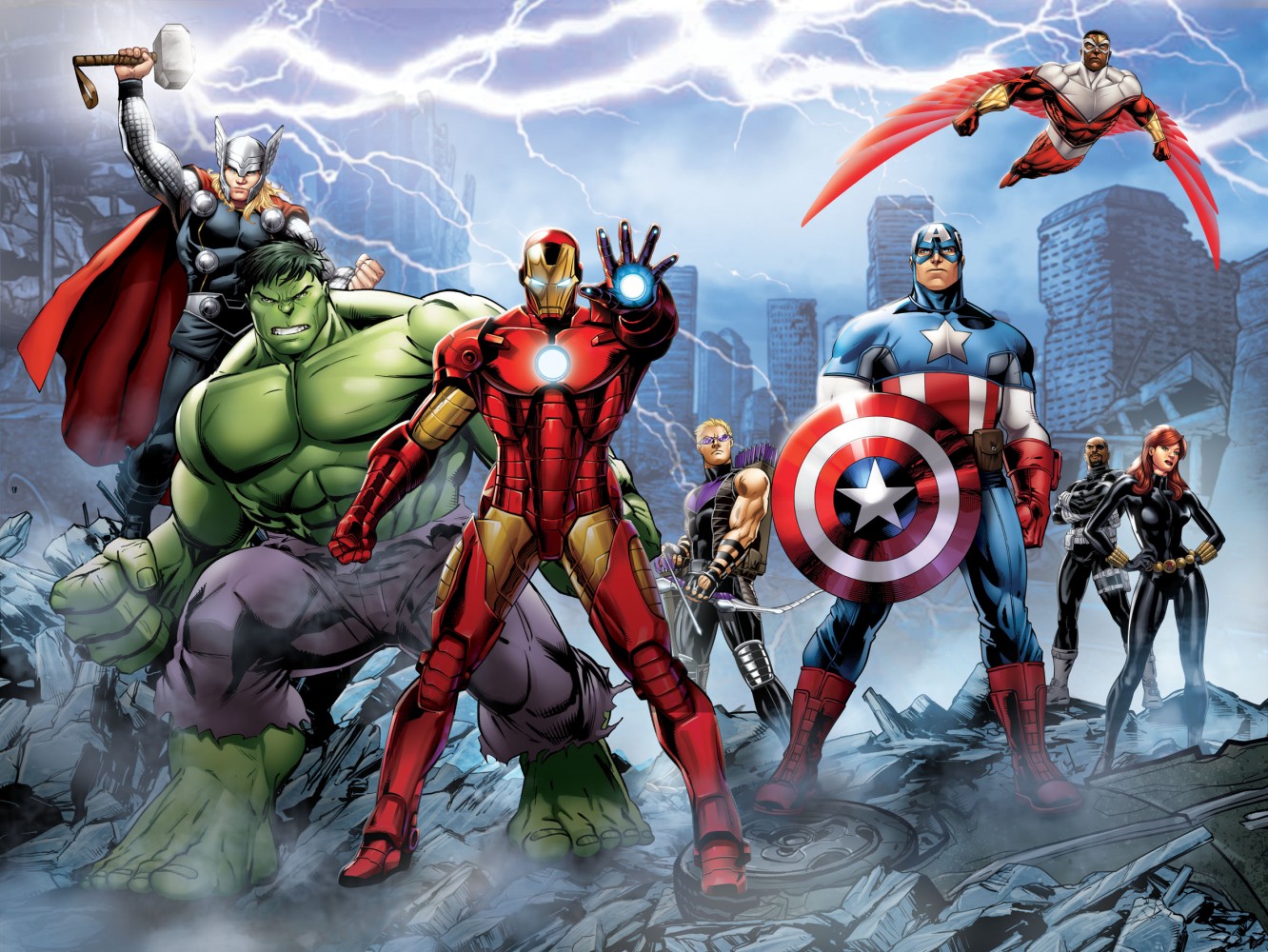 Wall mural wallpaper Marvel The Avengers Iron Man Hulk Thor photo 360 ...